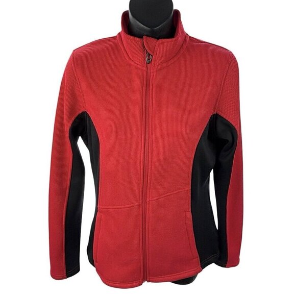 Spyder Constant Full-Zip Sweater Fleece Jacket Red Black Women’s NWT #187335 - Picture 1 of 10